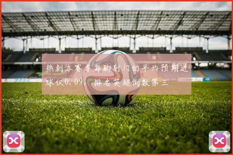 热刺本赛季每脚射门的平均预期进球仅0.09，排名英超倒数第三